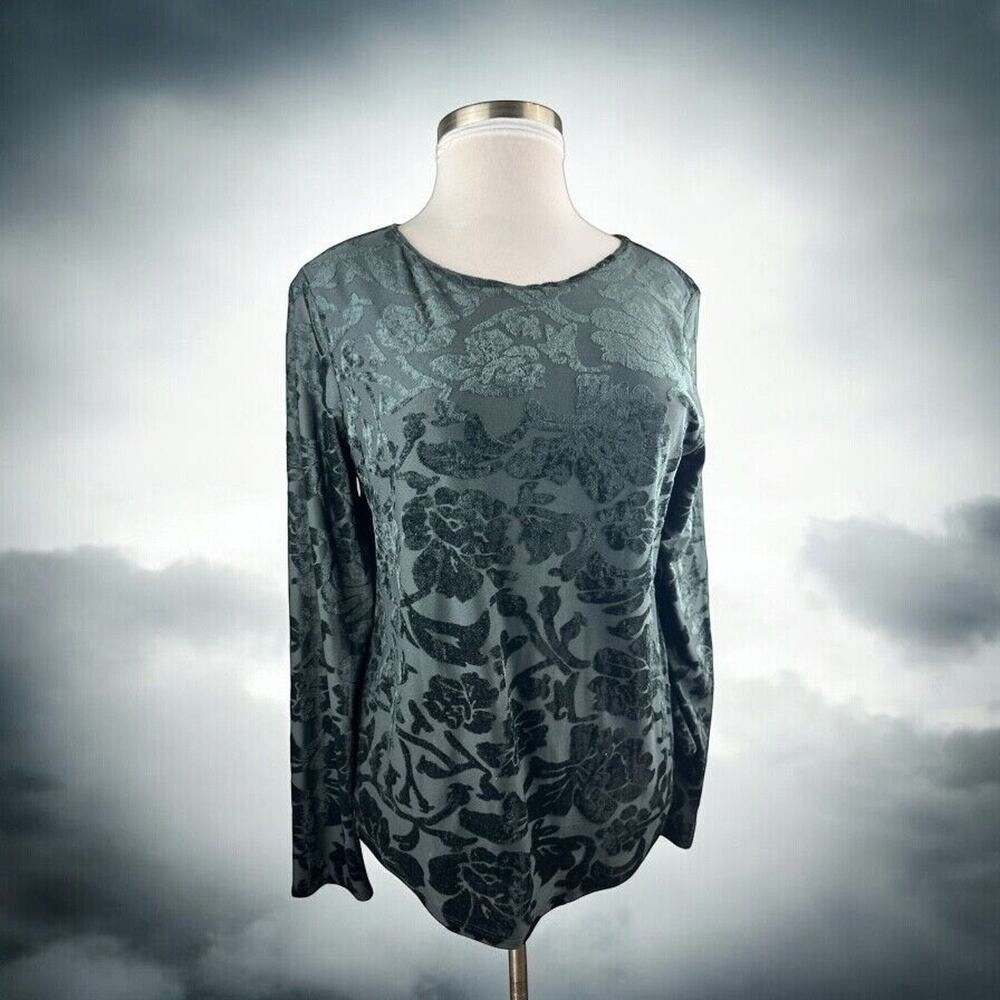 Sundance Bella Grace Floral Velvet Burnout Top Black Long Sleeve Women's Size XL - Picture 16 of 16